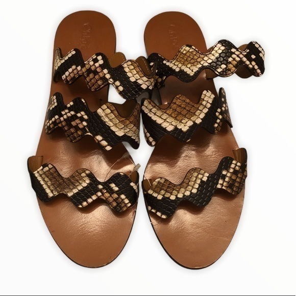 Chloe snakeskin embossed leather sandals